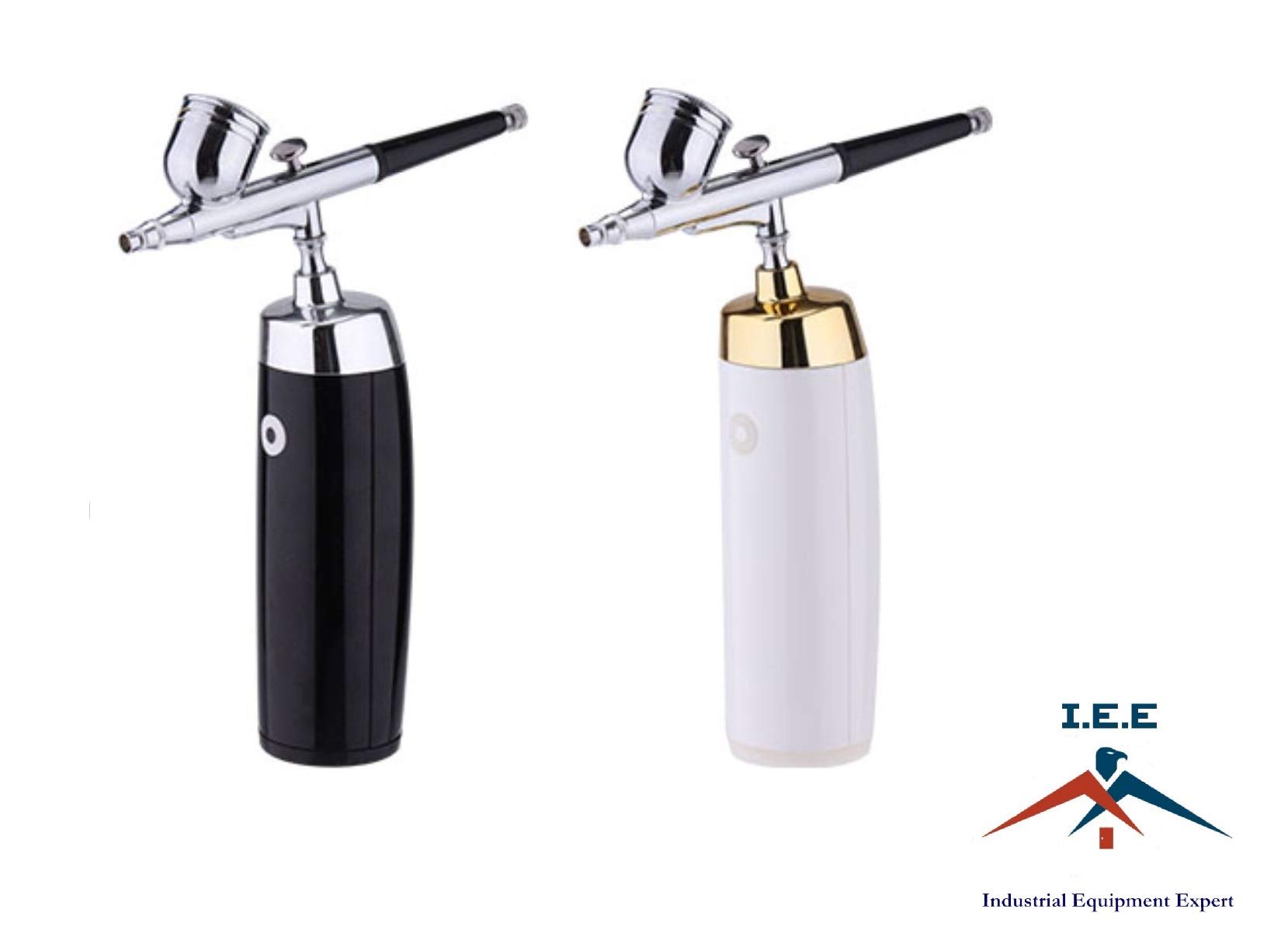 I.E.E. Rechargeable Portable Makeup Airbrush Set with Mini Air Compressor Ink Cup Spray Pen for Tattoo Nail Art Face Paint Cake Decoration Coloring Model (White + Golden)