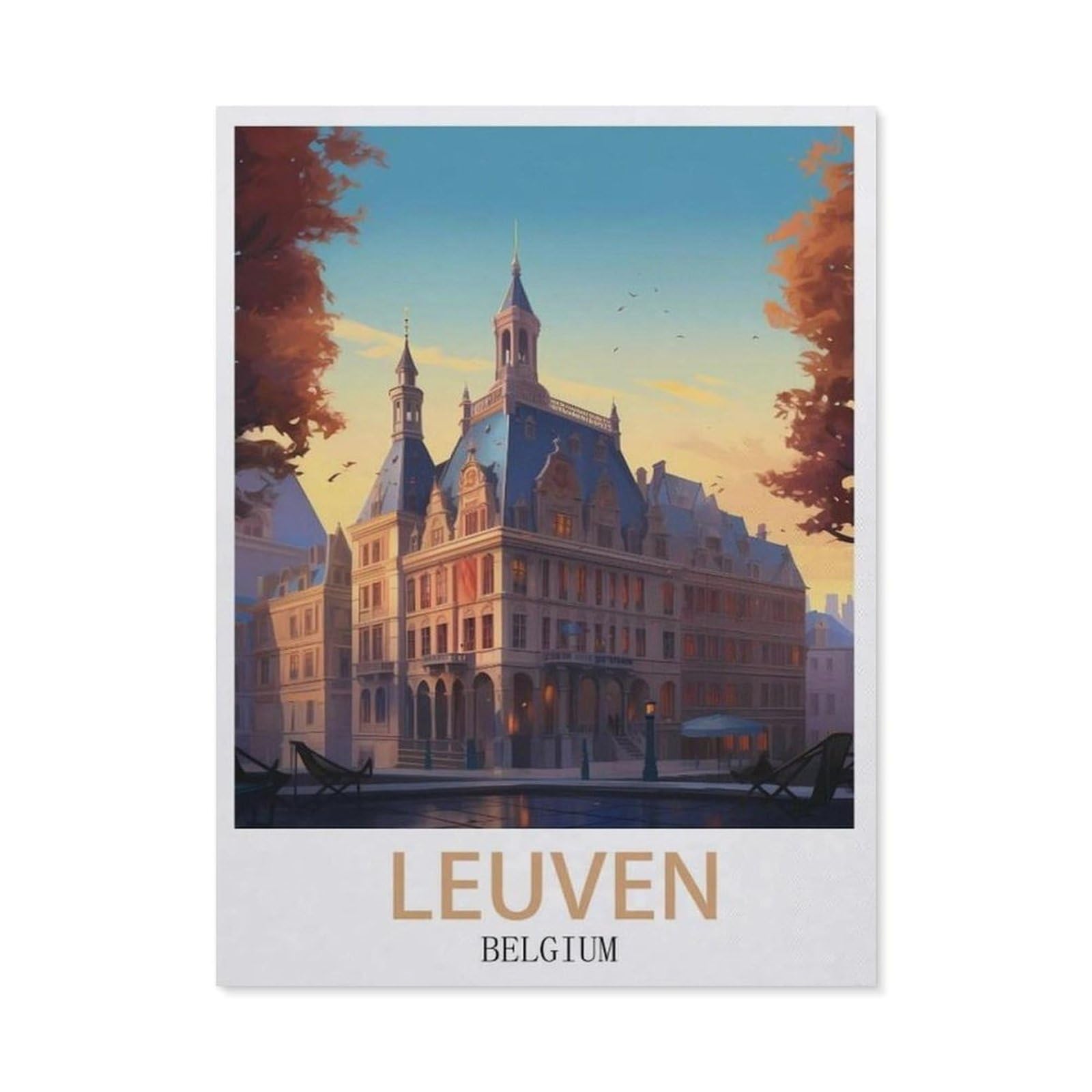 Vintage Metal Tin Sign，Leuven Belgium(30x40cm）