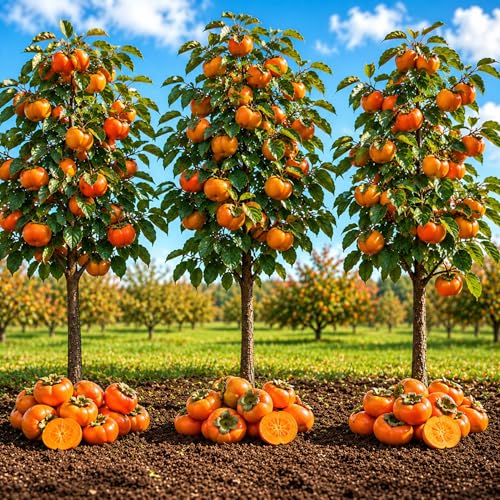 American Persimmon Trees for Planting | Bare Root Dormant Fruit Tree Saplings | Cold Hardy Native Persimmon Plants for Orchards Wildlife & Homesteads (2 Trees)