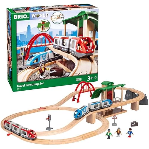 BRIO World - 33512 Travel Switching Set | Premium Wooden Train Toy Set with 42 Pieces & Accessories | Perfect for Children Ages 3 and Up | Compatible with All BRIO Railway Toys