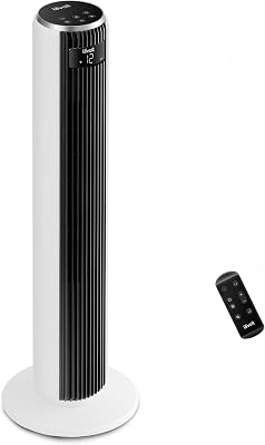 LEVOIT Ventilatore a Torre 20 dB Silenzioso, Potente 7,9m/s, 12 Velocità, 4 Modalità, Telecomando & LED, Timer da 1-12 ore, Oscillazione a 90°, Risparmio 26W, per Camera Letto, 92 cm, Bianco Puro
