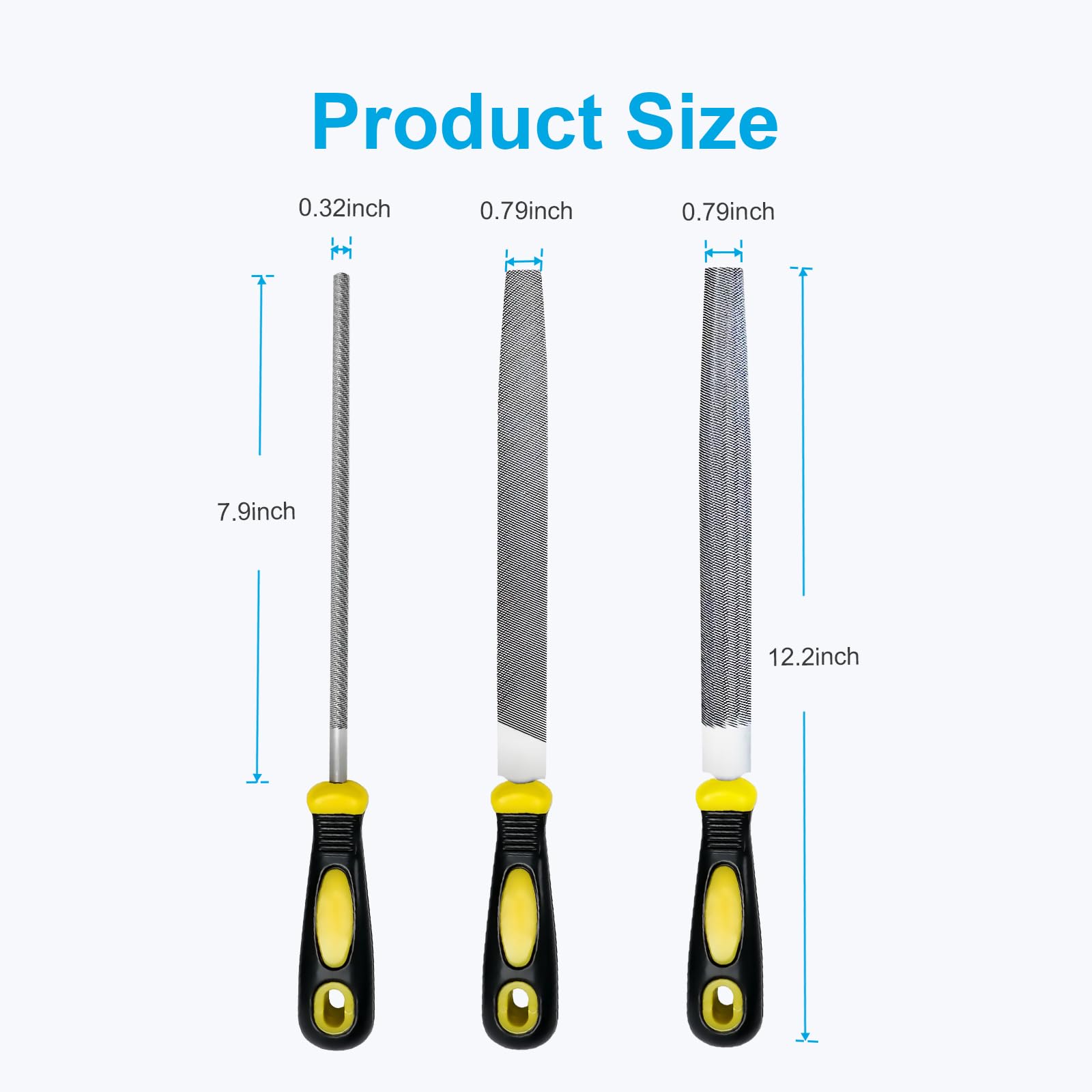 Metal File Set - 3 Piece, 8 Inch -2