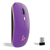 TQQ Mouse wireless ricaricabile, mouse retroilluminato a 7 colori con mini ricevitore USB da 2,4 GHz, mouse gaming, compatibile con laptop, PC, computer, Chromebook, Notebook e iPad Etc