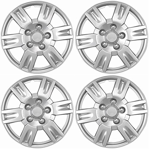OxGord 16 inch Silver Snap-On Hubcaps with 6 Spoke Compatible with 2005-2006 Nissan Altima Standard Steel Wheel Covers