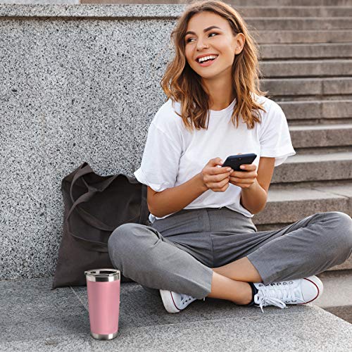 HASLE OUTFITTERS 20oz Tumblers Stainless Steel Mugs with Lid Double Wall Vacuum Insulated Coffee Cups for Cold & Hot Drinks 1 Pack Pink - Thumbnail 2