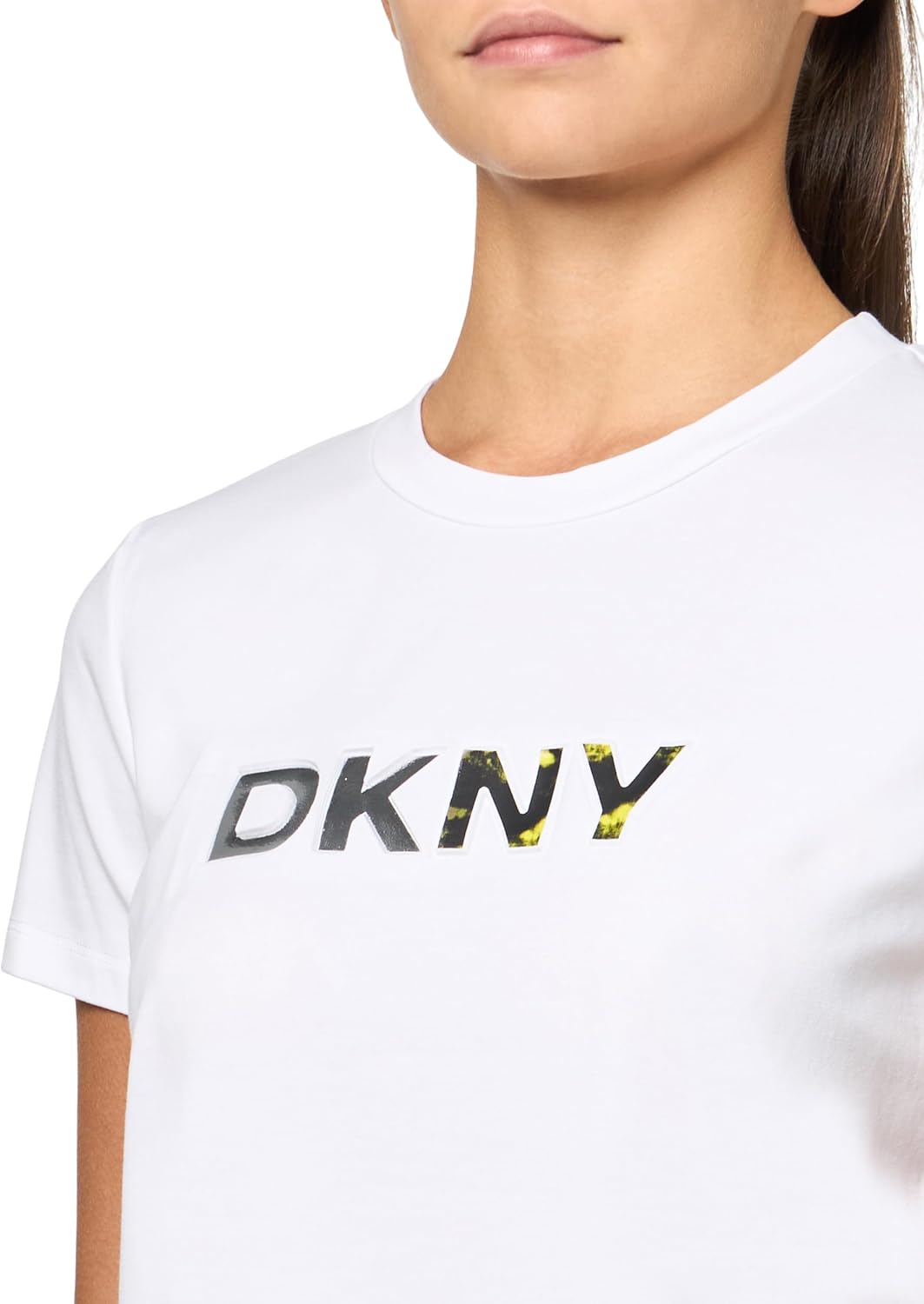 DKNY Womens Lounge Cotton Stretch Logo Tee Knit Top - Image 3