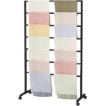 Metal Scarf Display Stand with 360 Swivel Caster Wheels, Movable Freestanding Scarf Floor Standing Display Rack, Belt Shawl Hijab Organizer for Boutique Display, Commercial Home