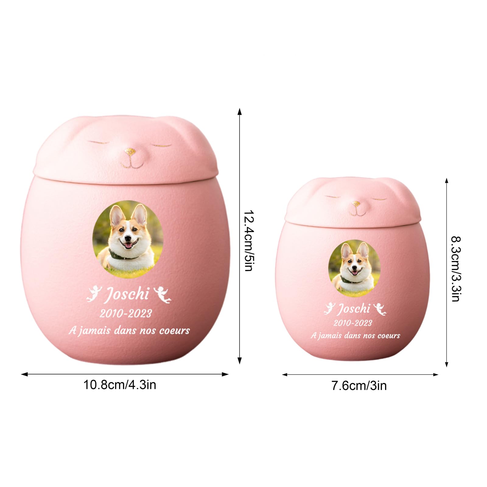Urne per Cani per Ceneri Personalizzate - Urne per Cani Personalizzate - Urne in Ceramica per la cremazione di Animali Domestici Urne Commemorative per Cani,Rosa,Big