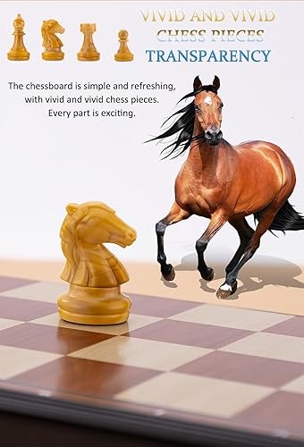 Miniatura 4 de Juegos de ajedrez magnéticos, juego de ajedrez de viaje de 9.5 pulgadas para niños y adultos, estilo de madera, plegable, portátil, regalos de