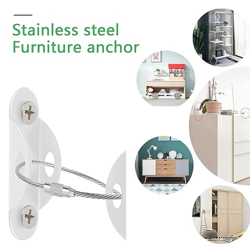 Miniatura 3 de Juego de 10 anclajes de muebles antipunta, anclajes de metal para muebles, anclajes de pared seguros para muebles de 400 libras, resistentes a