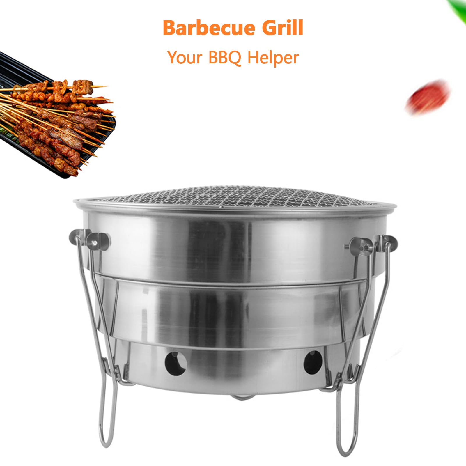 Griglia per Barbecue Portatile, Griglia a Carbone Pieghevole da 29 Cm con Telaio Pieghevole e Vassoio da Incasso per Picnic All'aperto (CW305 28 Barbecue)