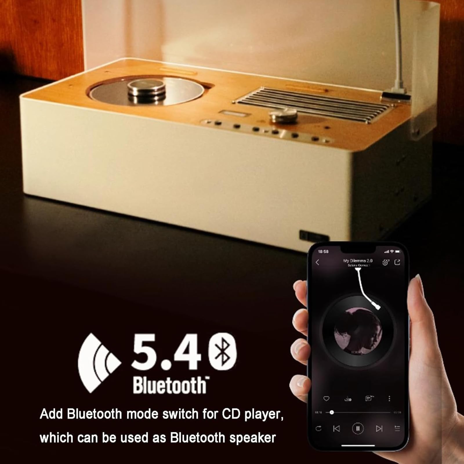 Odtwarzacz CD, profesjonalny odtwarzacz muzyczny retro z reflektorem USB i głośnikami HiFi, obsługuje wiele formatów CD i dźwięku przestrzennego, idealny dla miłośników muzyki