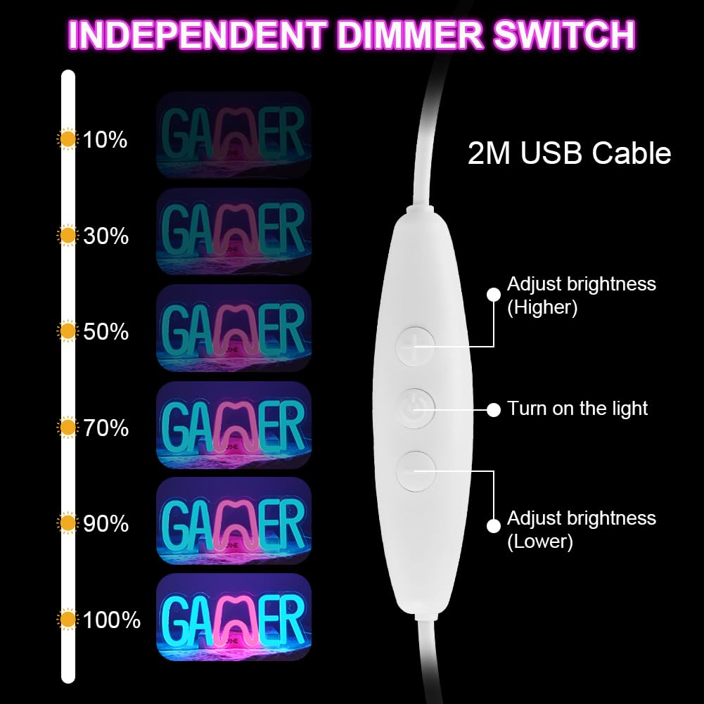 HOTUT Game Neon Sign, LED Gaming Neon Light for Wall Decor USB Powered Neon Lamp - Image 3