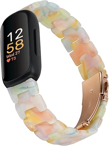 Compatible con Fitbit Inspire 3 Band para mujer, correa de reloj de resina, correa de repuesto ajustable para Fitbit Inspire 3