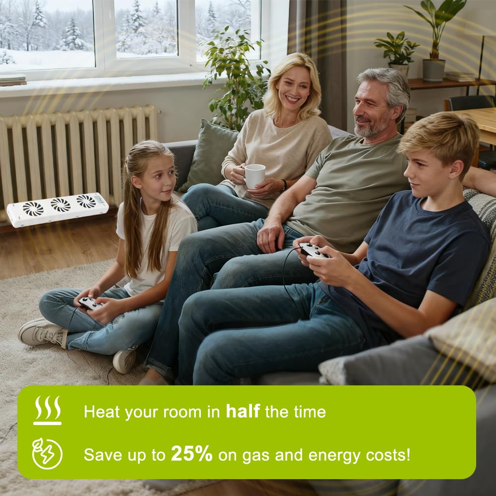 Ventilatore per Termosifone, Ventole per Termosifoni, Ventola Termosifoni con 3 Ventole Per Aumenta l'efficienza del Riscaldamento, Risparmiare Energia E Costi Di Riscaldamento