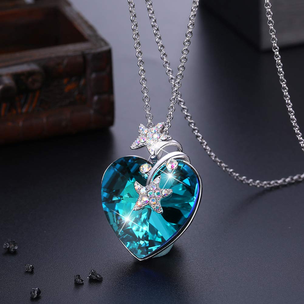 Collar De Cristal Plata De Ley 925Amor Estrella De Mar Mujer