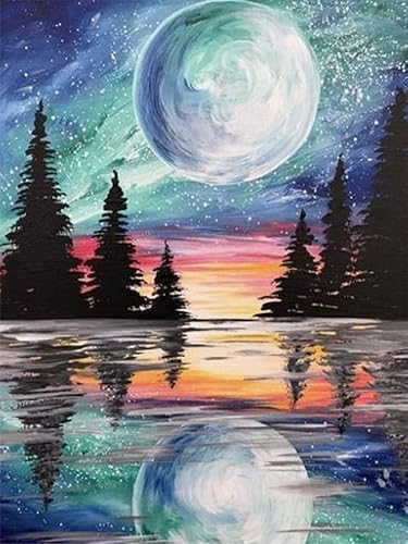 Kits de pintura de diamantes de luna para adultos kits de arte de diamantes 5D para adultos y niños principiantes pintura de diamantes de imitación