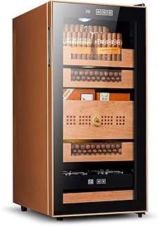 Cigar Climate Control Cabinet, Cigar Cabinet Humidor, Cigar Humidor Cabinet, 70% RH Cigar Humidor Cedar Wood Shelf Frost-Free Air-Cooled, Can Hold 400 Cigars (Color : Gold) Feito na China