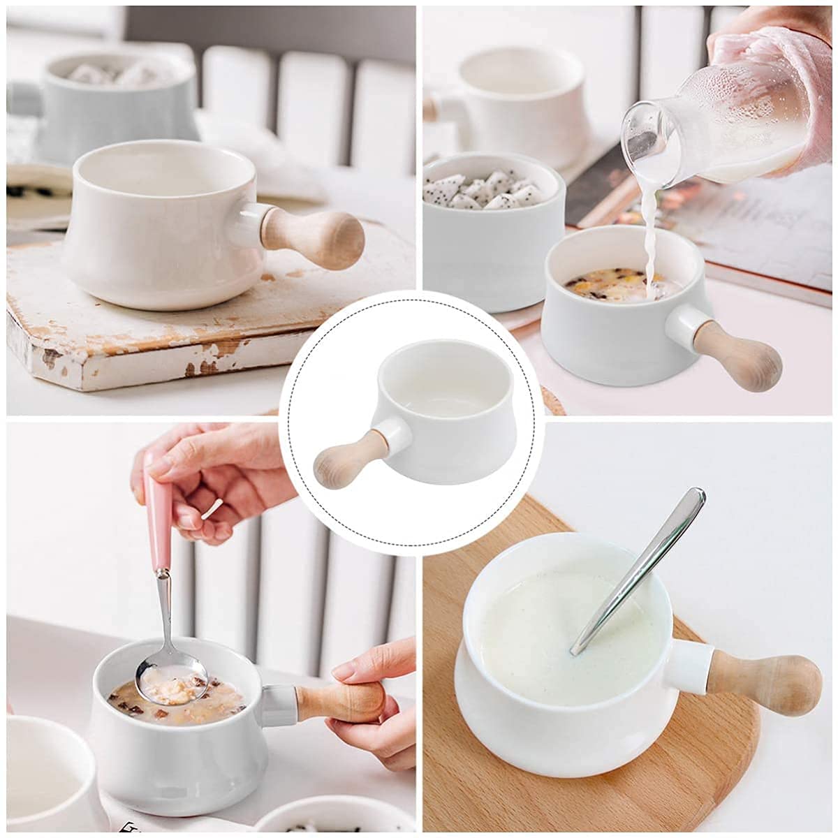 ちょっと”使いたいときにとっても便利♪おすすめ＜ミルクパン＞5選 | キナリノ エナメルミルクポット、バターウォーマー ノンスティックミニソースパン、4インチ 17オンス 小さな調理器具 木製ハンドル付き(グリー