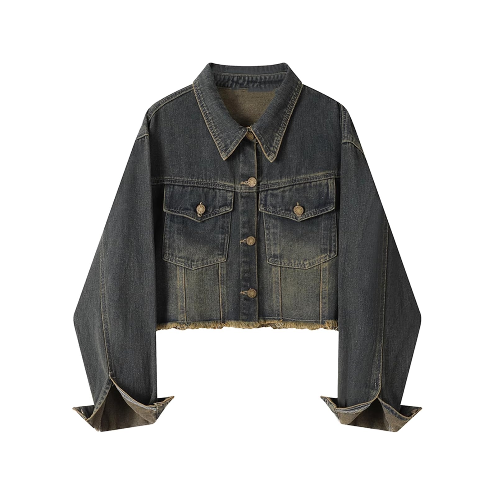 Veste en denim décontractée coupe ample style Hong Kong vintage
