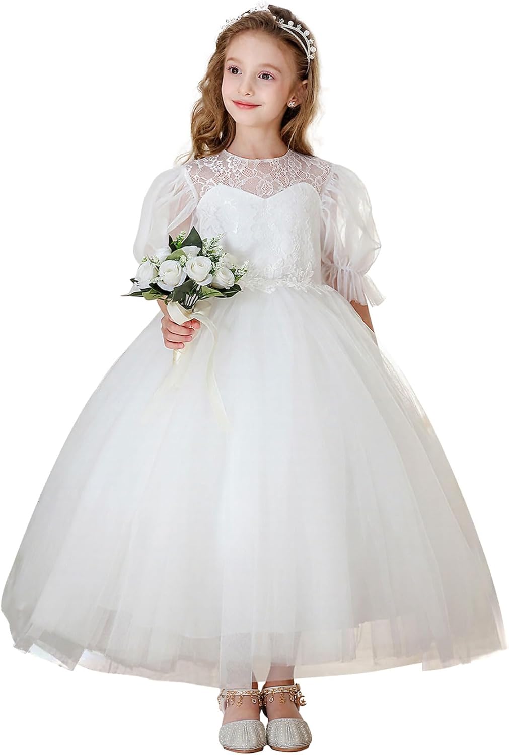 Flower Girl Dress for Wedding Lace First Communion Formal Dresses Kids Birthday Party Pageant Ball Gown - Image 4