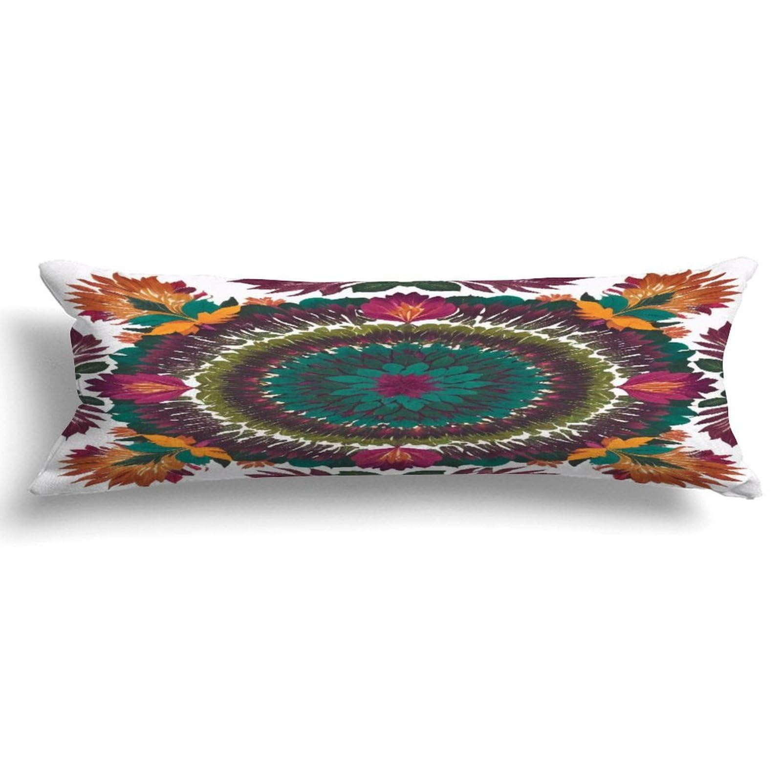 Chinese Style Zipped Body Pillow Case Cover,Watercolor Portuguese Abstract Damask Decorative Rectangle Accent Long Body Pillowcase 20x59in Mother's Day Birthday Gifts Christmas for Women Girl Mom