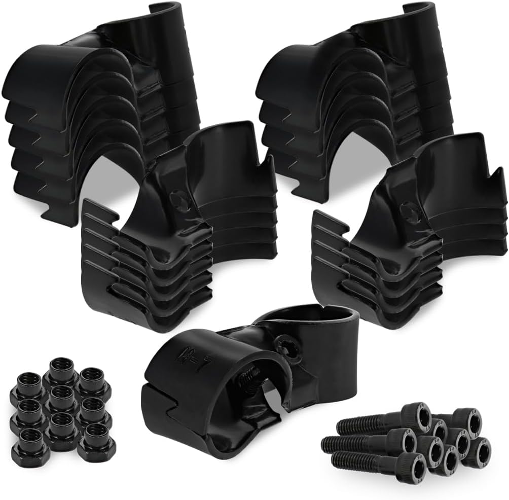 8020, HJ-7, Intersecting Pipe Joint Clamp Set for OD 28mm 1.1" Pipes, Cross Connector, 90 Degree Connection Steel Pipe Connector, 80/20, 10 Pack