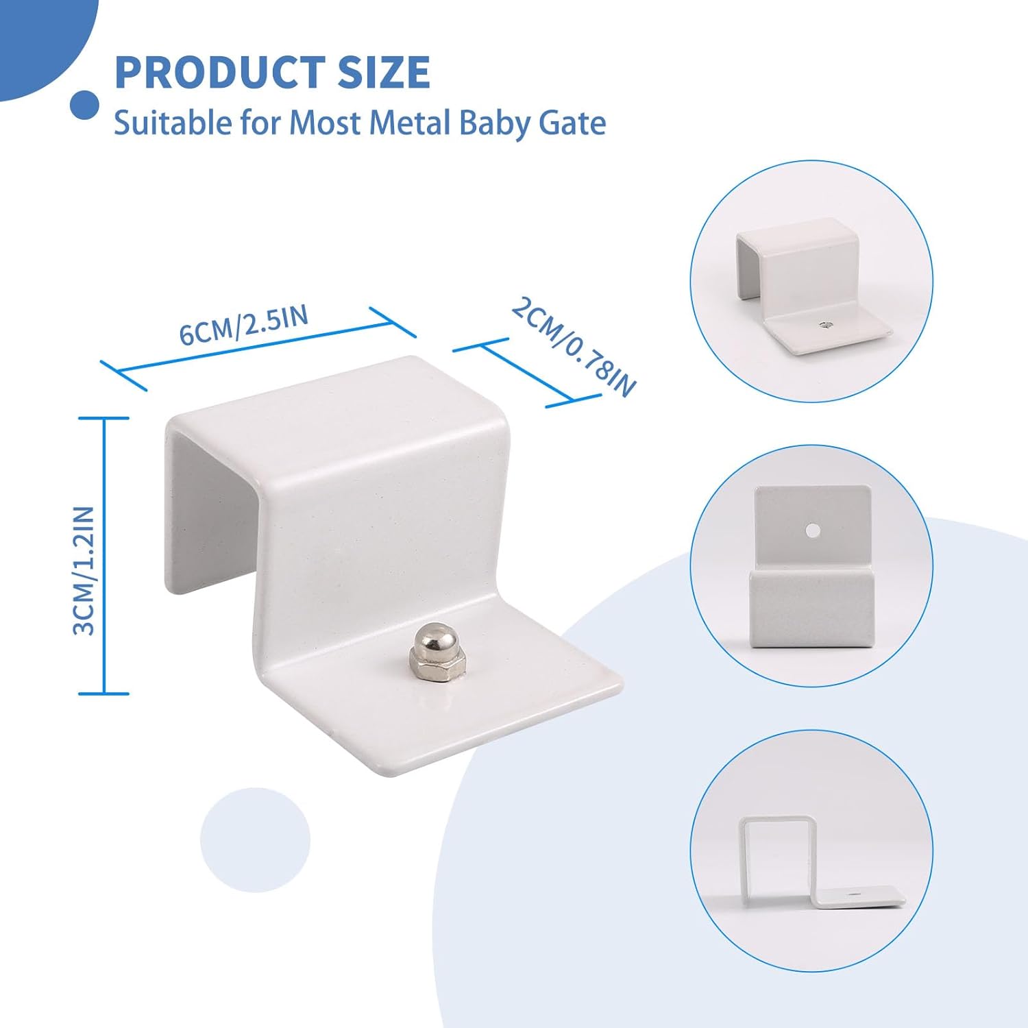 Support Feet for Metal Pet Gate, Baby Gate Reinforcement Accessories, Easy to Assemble, Set of 4 Pcs, Design for 0.78 inches Thickness, Good Choice for Reinforcing Baby Gate