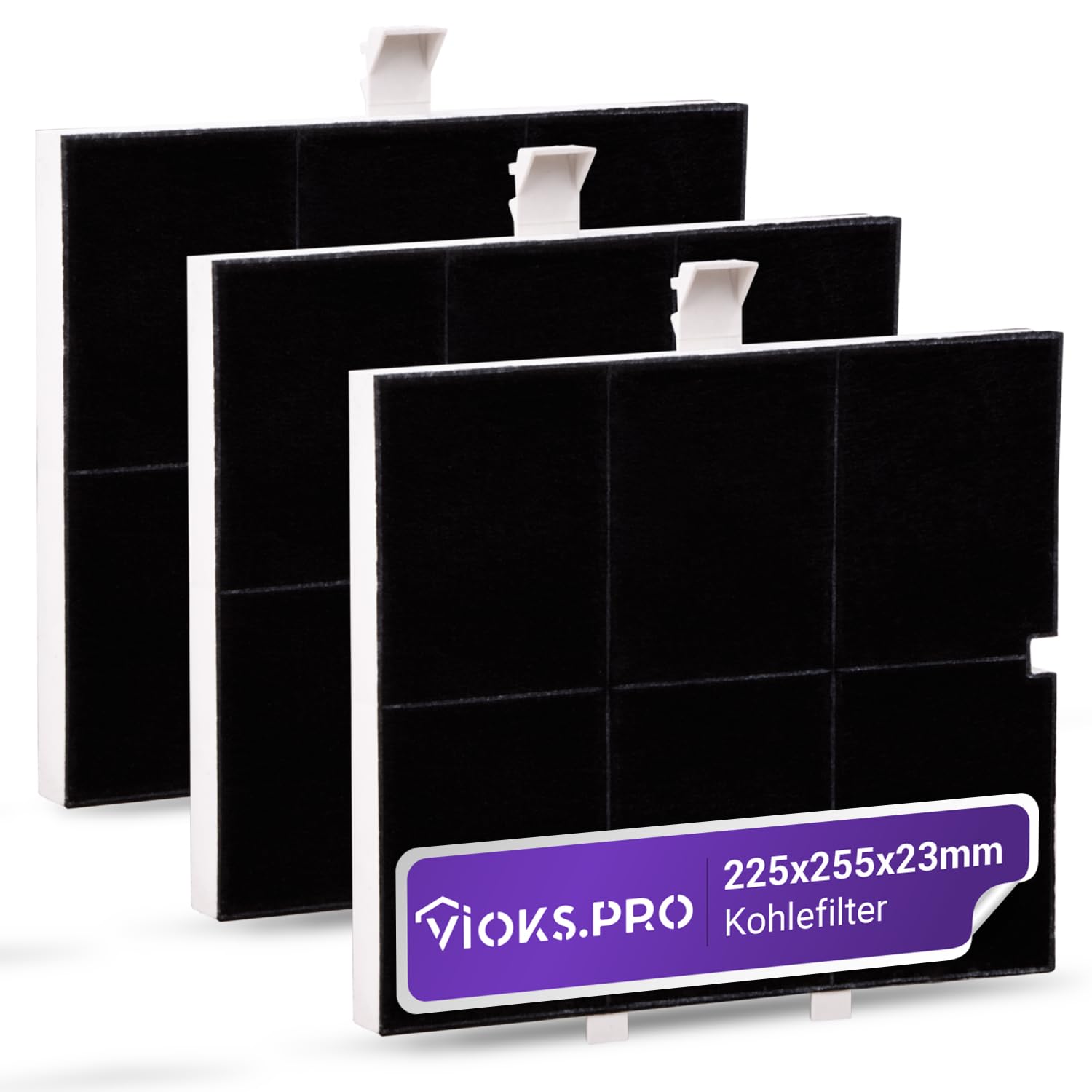 Viоks.pro - 3 filtros de carbón activo para campana extractora (255 x 225 x 23 mm, repuesto para Balay 00361047 361047 FKS170BSH DHZ5136 LZ51351 Z5117X1 Neff y filtro para campana extractora Siemens