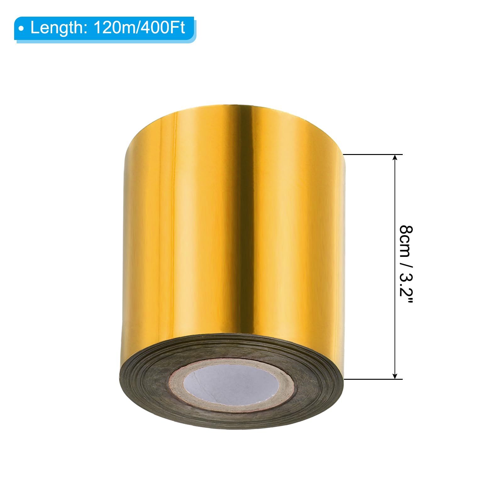 PATIKIL 3.2" x400Ft Hot Stamping Foil Paper,Heat Transfer Hot Stamping Paper Foil Roll for Leather DIY Logo Decor Craft Gift Card Package Scrapbook,Gold - Image 2