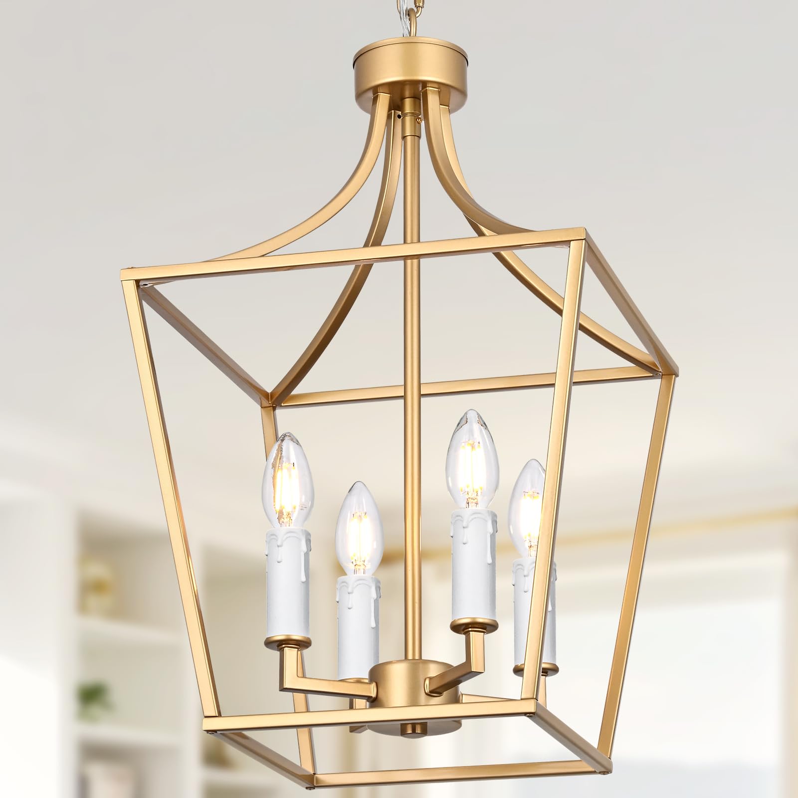 Photo 1 of WINSHEN 4-Light Gold Lantern Chandelier