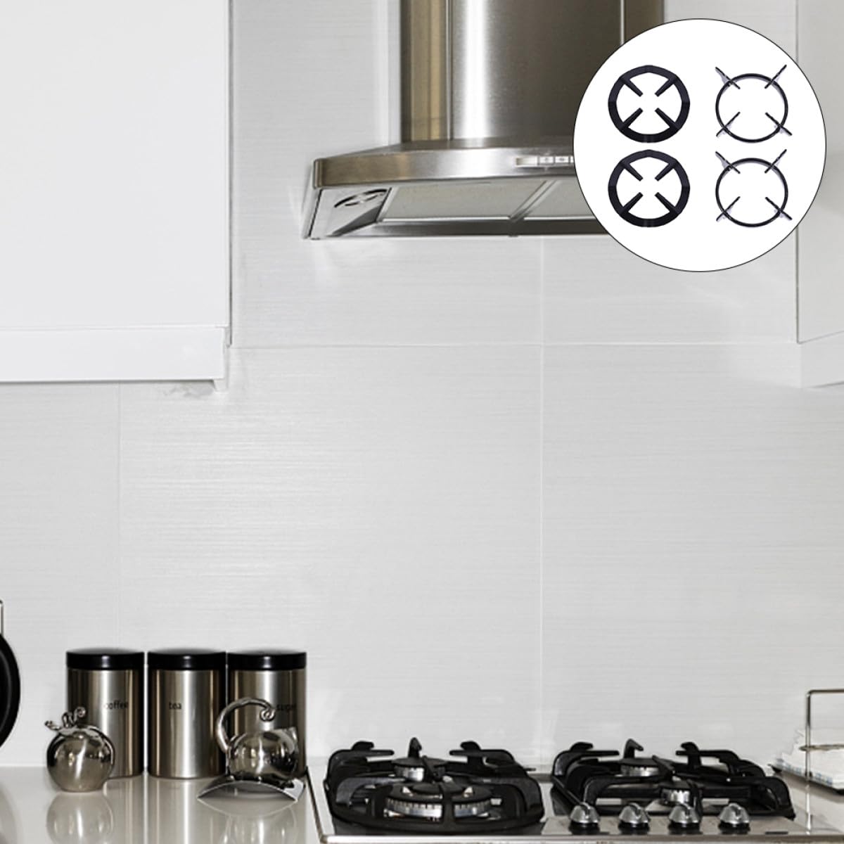 Soportes para Estufas de Gas de Hierro Negro Juego de 4 Piezas 2 Soportes Grandes para Cocina y Estable para Sartenes Wok Adecuado para Uso Doméstico y Profesional