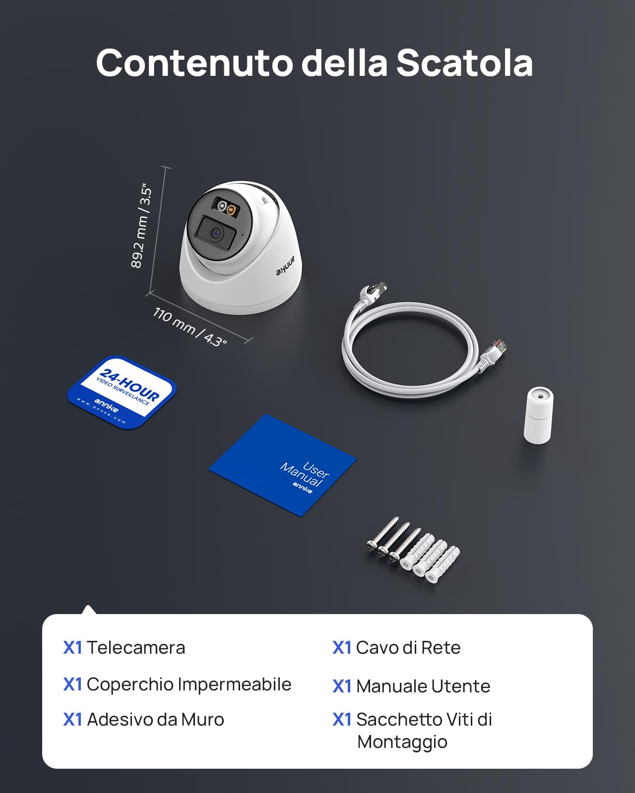 ANNKE 3K Telecamera PoE Esterno, Rilevamento di Uomo/Veicolo, Visione Notturna 30 metri, Videosorveglianza con Audio Bidirezionale, Impermeabile IP67, Slot per Scheda microSD | Audio Bidirezionale, Rilevamento di Persone e Veicoli, Visione Notturna IR fin