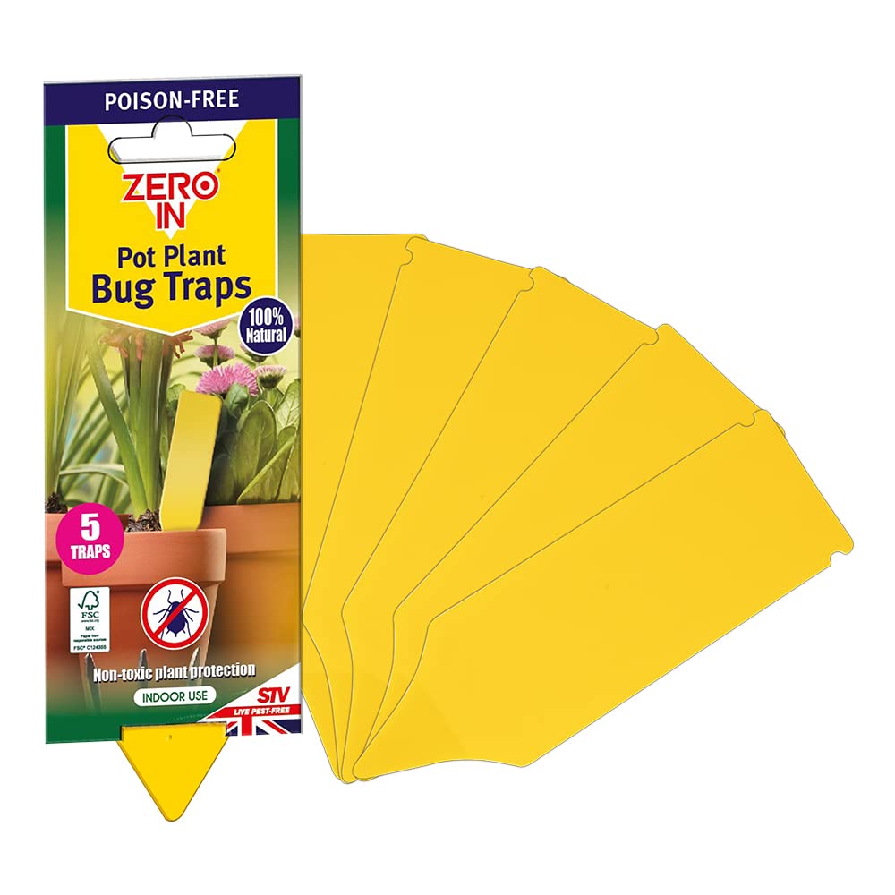 Zero In Pot Plant Bug Traps. ZER017. 2x 5 Pack (10 sticky traps in total)