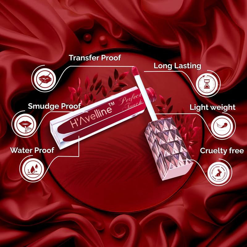 Image of H'Avelline Perfect Touch Velvet Matte Liquid Lipstick - Raspberry Rupture | Highly Pigmented | Lightweight Smooth Texture | Transfer Resistant | Long Lasting Hydrating Formula