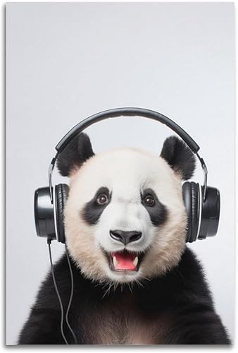 VMXWLL Decoración de pared para sala de juegos, póster divertido colorido de panda de animales, decoración de pared, pósteres de lienzo, impresiones