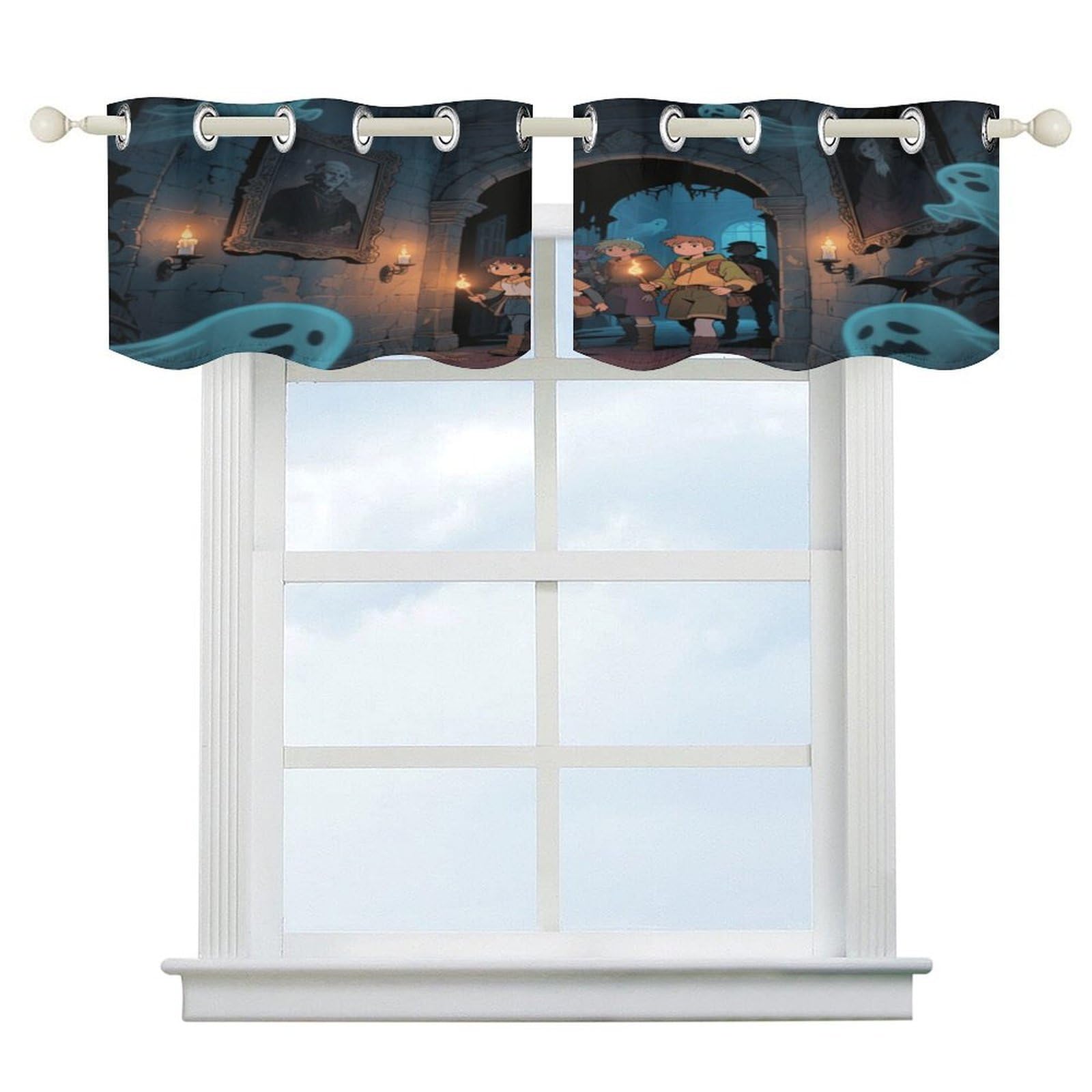 Fekiloot Style Ghost Castle Short Curtains Valance Curtain
