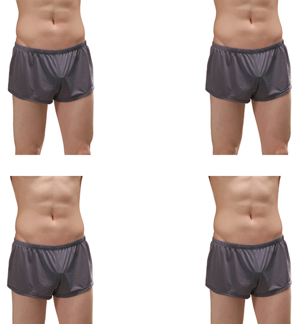 KseeyMen's Ice Silk Fashion Ultra-Thin Boxer Briefs 1-4 Pack Underwear Trunk