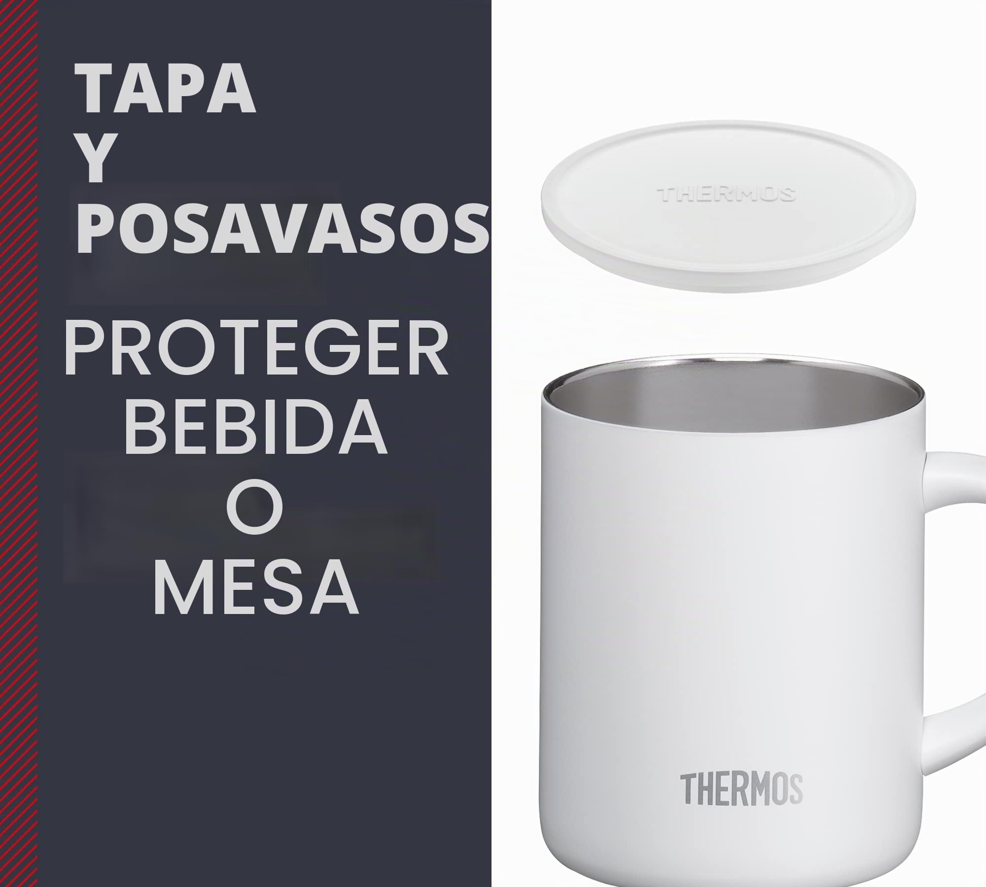 THERMOS Longlife Cup 0,35 l, taza de acero inoxidable con tapa o posavasos, taza de café de acero inoxidable, mantiene las bebidas calientes o frías durante más tiempo, apto para lavavajillas, sin BPA