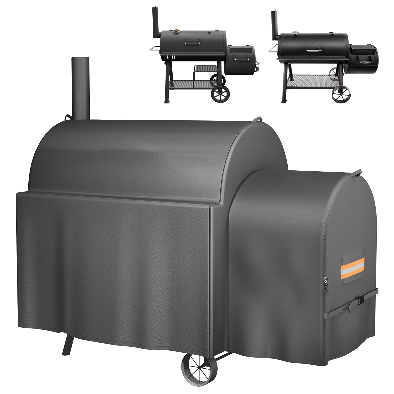 EVRBUL Raucherrahmenabdeckung Kompatibel mit Oklahoma Joe's Longhorn Highland Offset Smoker, Außenwasserdichte Grillabdeckung, Heavy Duty 420D BBQ Abdeckung, 162L x 93B x 142H cm, Ersetzt # 8259969P04