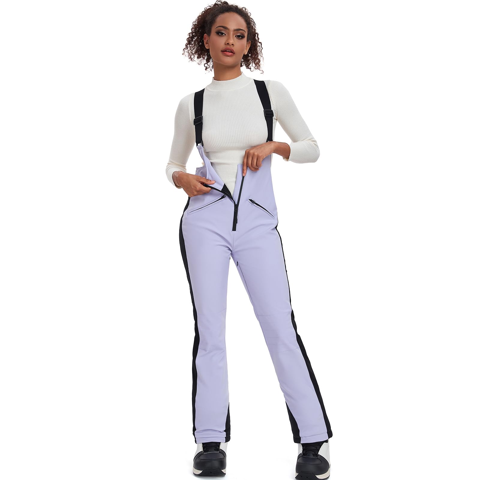 ALSOGO Pantaloni da sci da donna, isolati, impermeabili, antivento, invernali, per snowboard, per mantenere caldi e comodi