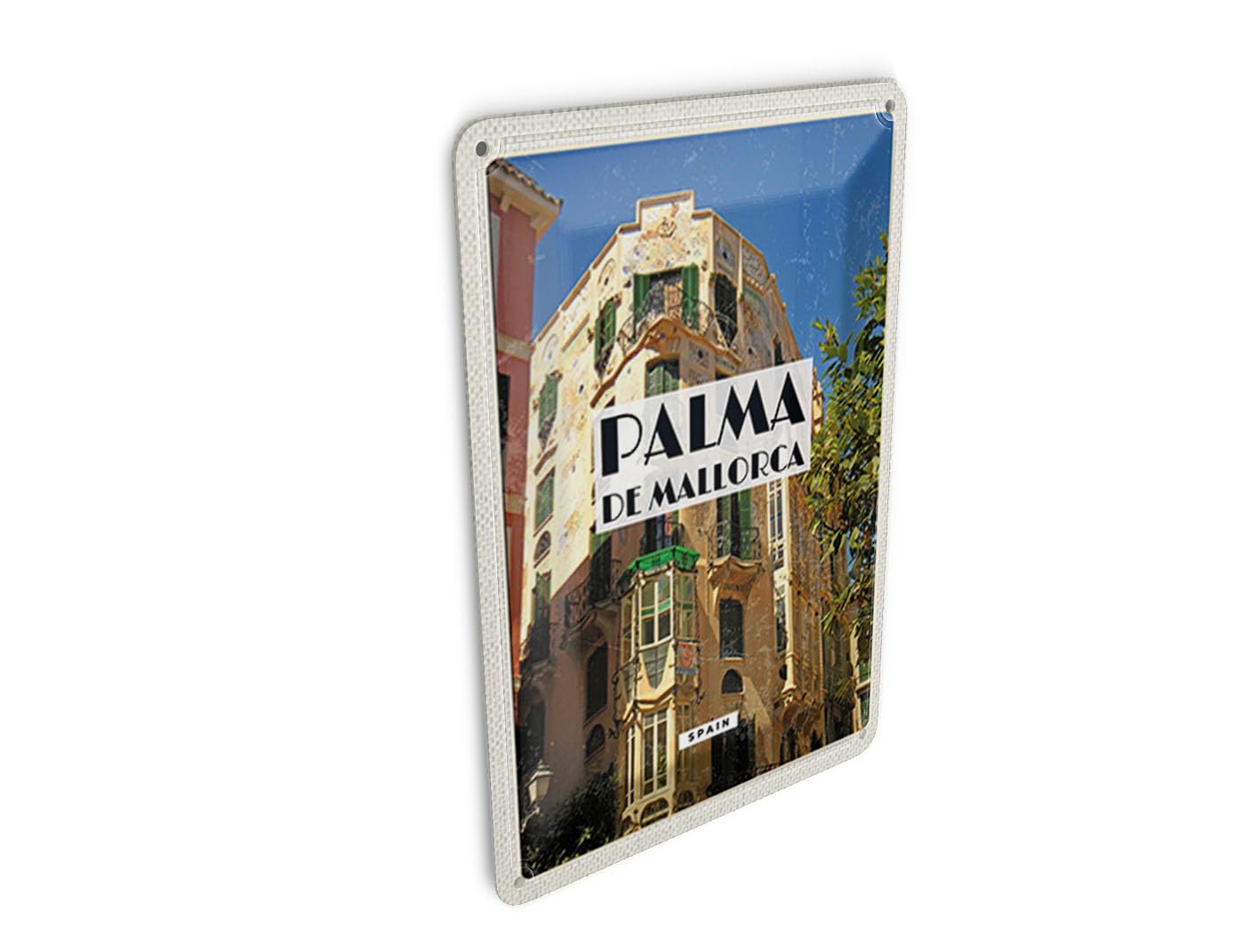 Femer Tin Postcard Travel 10 x 14 cm Palma de Mallorca Spain Old Town Decorative Sign