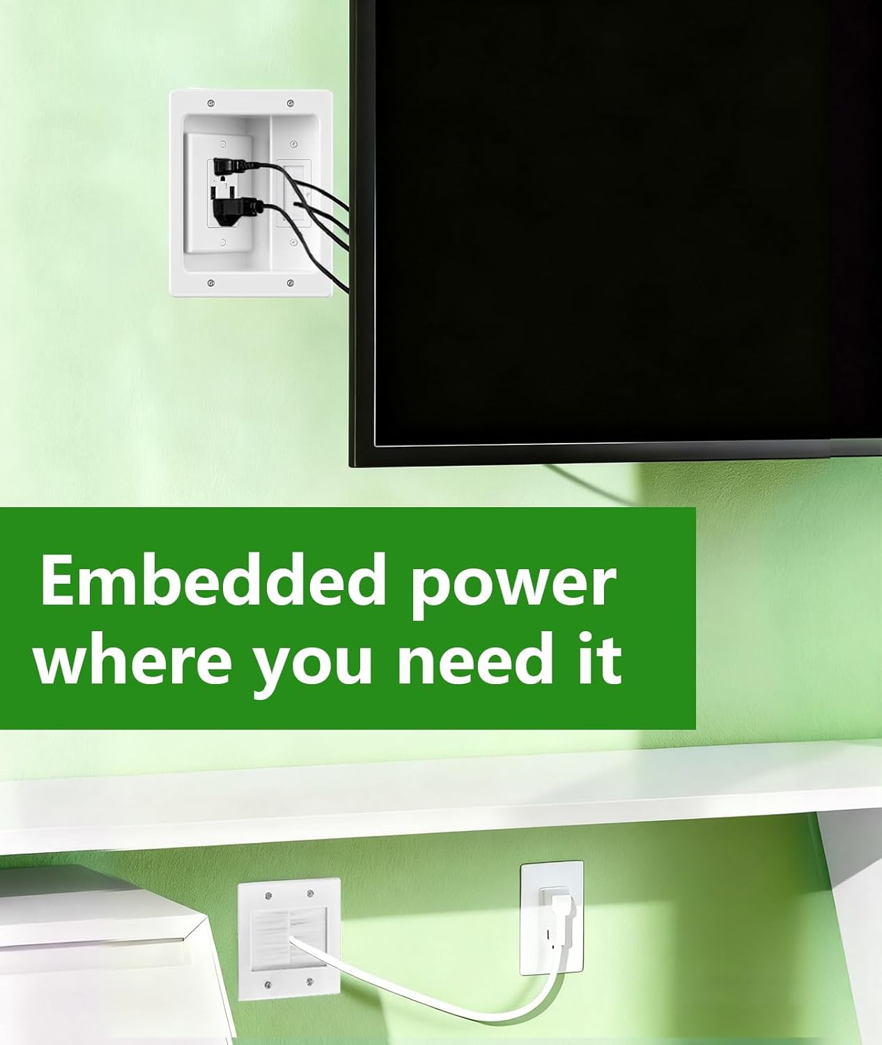 Mount-It! in-Wall TV Cable Management Kit with Recessed Power - Triple Outlet, Hand Saw - Easy, Safe TV Outlet Wall Kit and TV Cable Hider Behind Wall