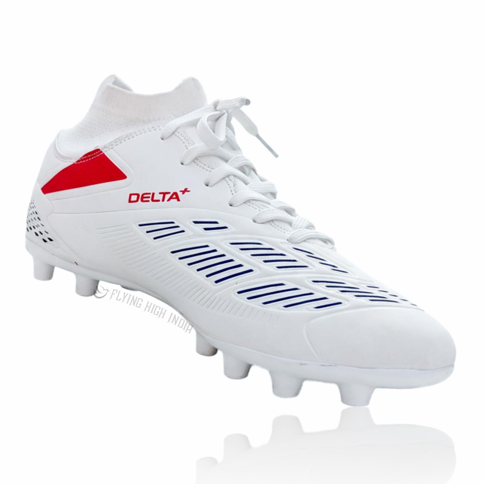 Delta+ High-Ankle Embossed PU Leather Lightweight Football Boots – Ultimate Support, Grip & Performance