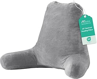 Sasttie 25-inch Reading Pillows for Sitting in Bed Adult, Jumbo Velvet Back Pillow Bed Sitting Up, XL High Back-Rest Support Cushion for Sit Up on Couch & Floor, Oeko-Tex Certified, Dark Grey