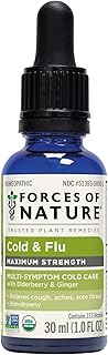 Forces of Nature Cold & Cough Relief, Organic Homeopathic Medicine for Cough, Congestion, Body Aches, Headache, Chills & Fatigue, Maximum Strength, Non-Drowsy Formula, 1 Fl Oz