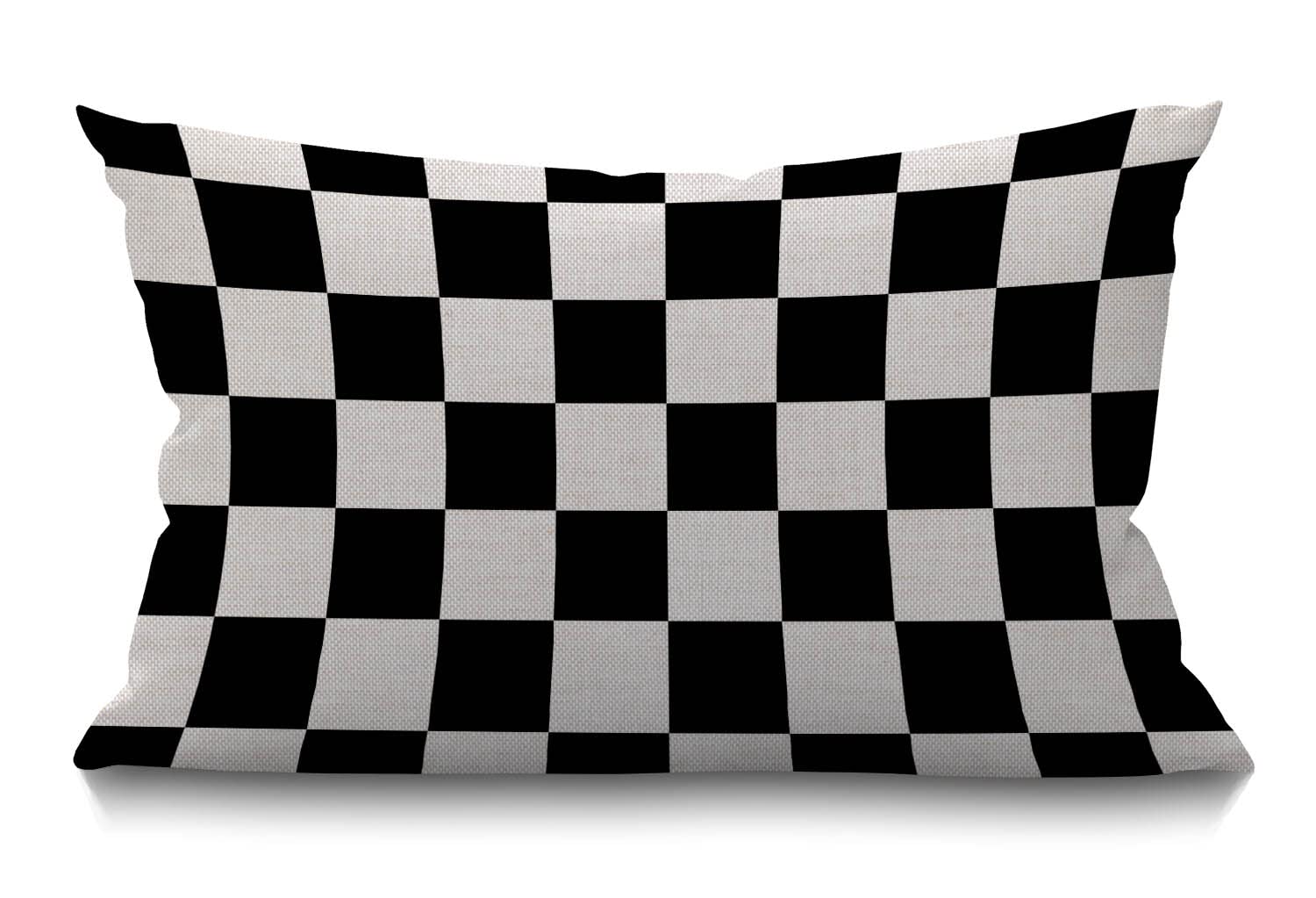 Checkerboard Decorative Cushion Cover Geometric Checkered Plaid Pattern Black and White Cotton Linen Pillow Cases Oblong Rectangle Throw Pillow Cover Case for Couch Sofa Bed 12x20 Inch 30 x 50 cm