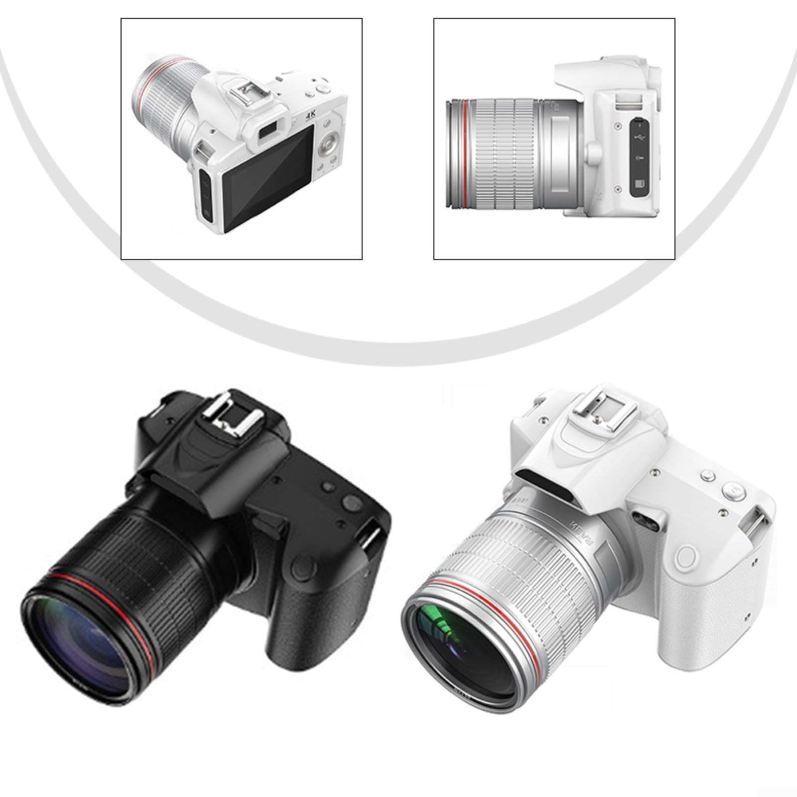 D5 - Fotocamera reflex digitale con zoom 16x, configurazione a doppio obiettivo, display da 3,0 pollici e connettività WiFi, colore: Nero