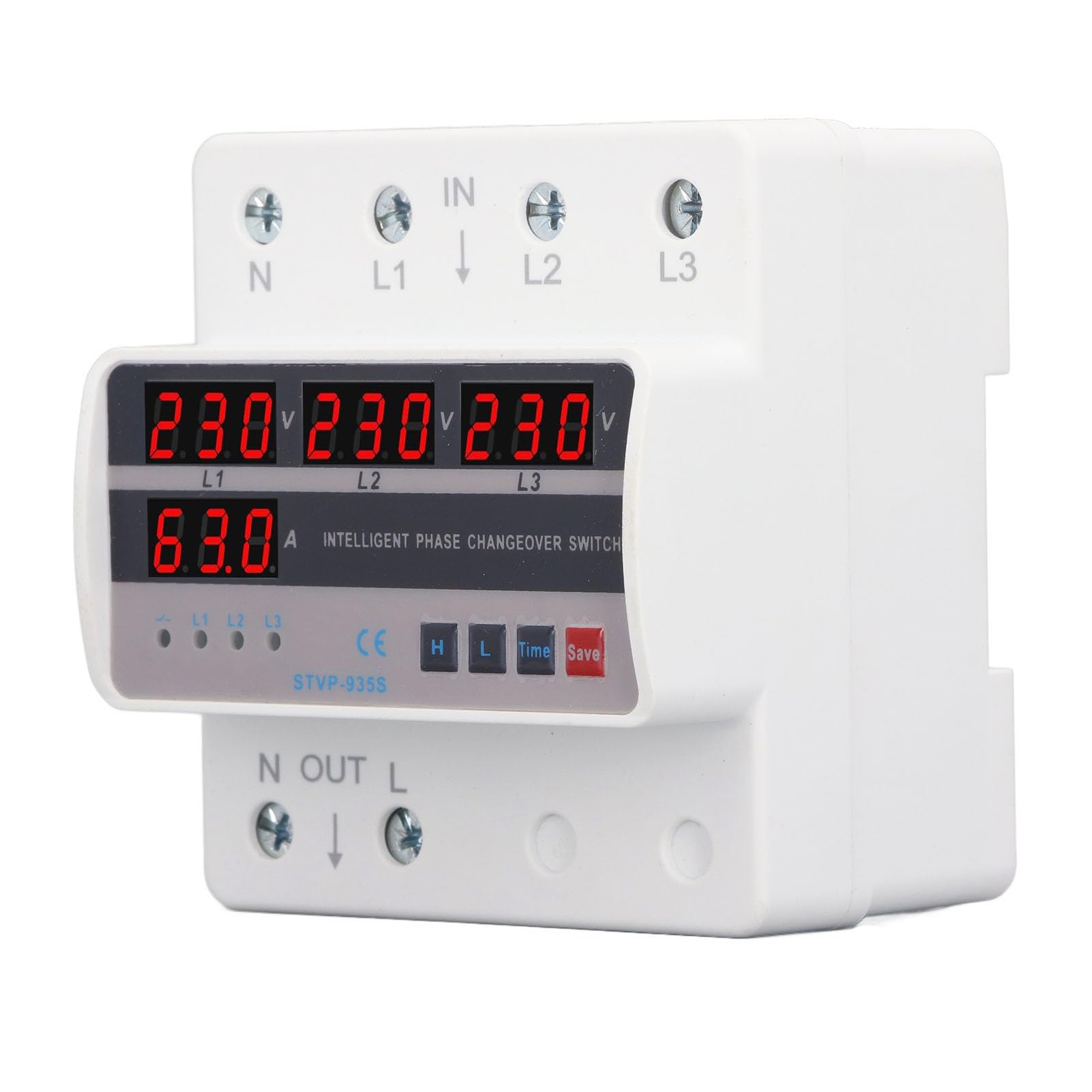 Interruttore di Trasferimento Automatico, AC 220 V 63a Interruttore di Trasferimento Automatico Trifase Ats Commutatore Automatico, Interruttore di Trasferimento di Potenza Montato su Guida Din con Pr