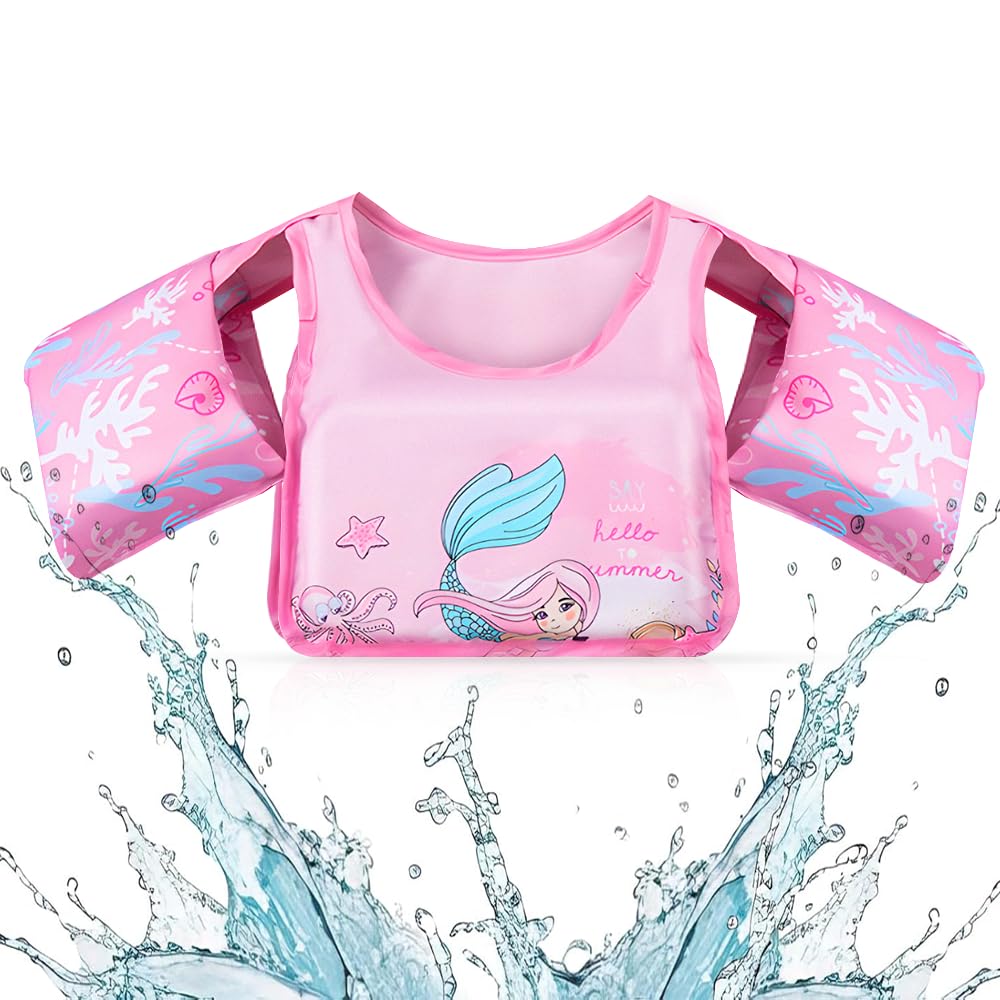 Chaleco Flotador Bebe 2 3 4 5 6 años, Chaleco Piscina Bebe, Chaleco Flotador, Chaleco Flotador de Natación, Manguitos Bebe con Brazalete Correa Ajustable Hebilla Segura para Niños y Niñas de 14-25 KG